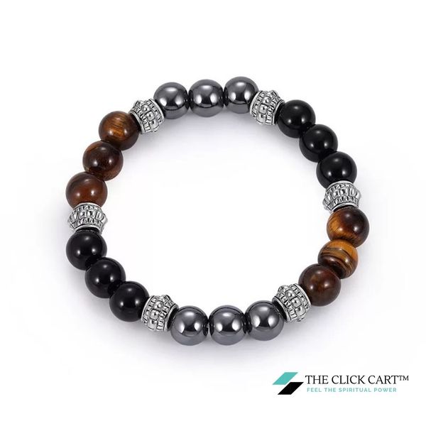 TCC™ Natural Tiger Eye & Hematite and Black Onyx Healing Bracelet